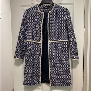 Zara-Elegant Navy and Cream Women's Coat